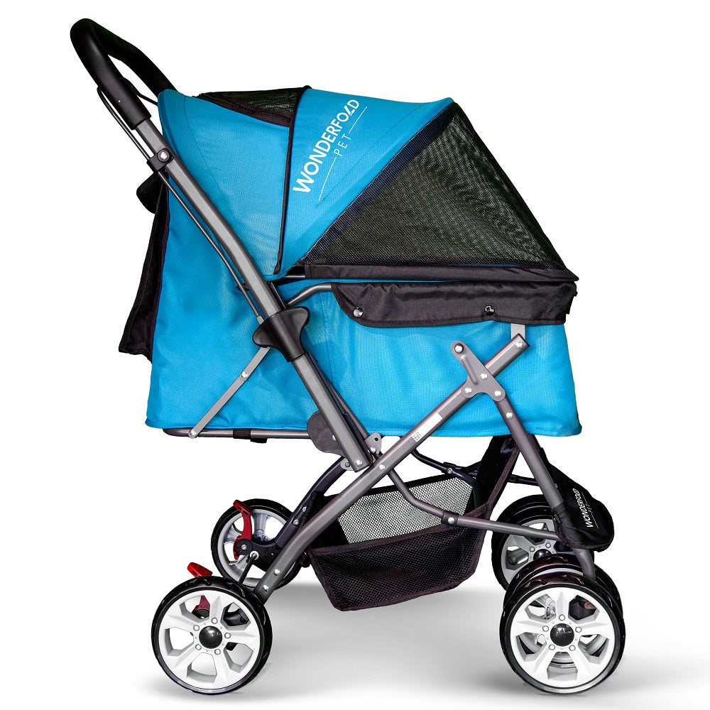 Unisex Wonderfold Folding Pet Stroller Aqua Blue