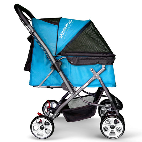 Unisex Wonderfold Folding Pet Stroller Aqua Blue