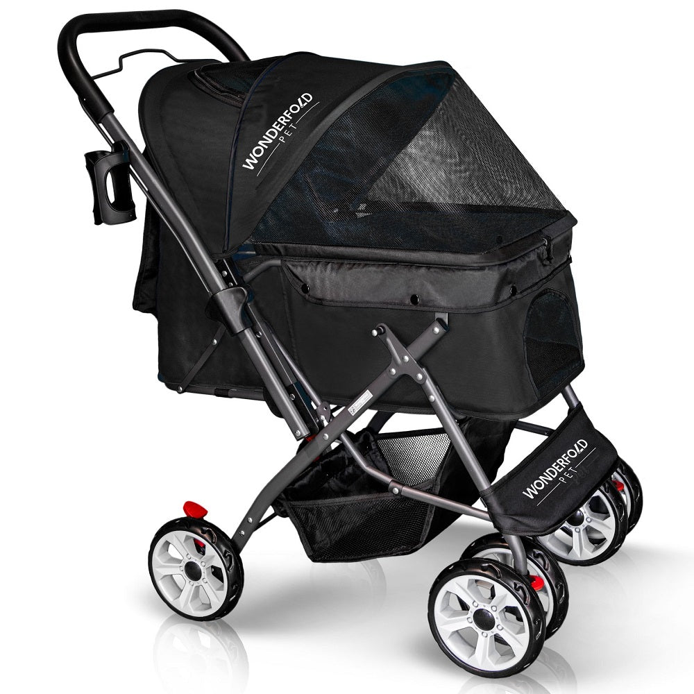 Unisex Wonderfold Folding Pet Stroller Jet Black