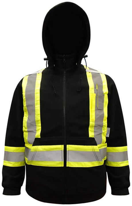 Men Viking CSA Safety Fleece Hoodie in Black color from the front