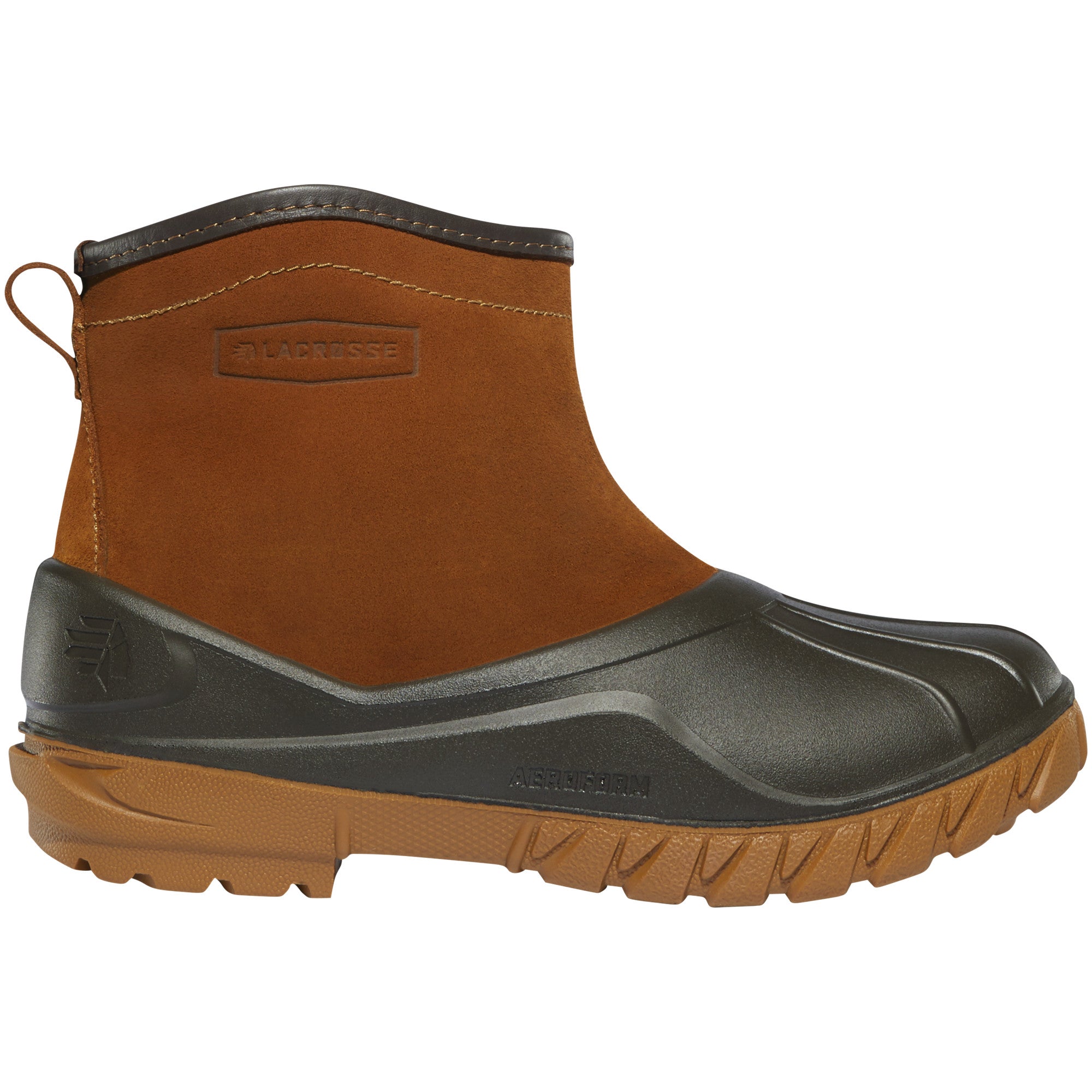 LaCrosse Women's Aero Timber Top Slip-On 5" Waterproof Outdoor Boot in Clay Brown from the side