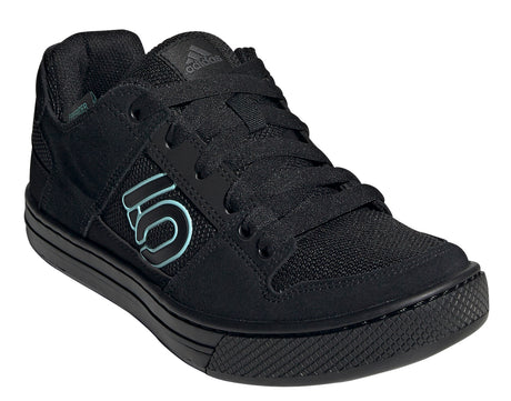 Women's Adidas Five Ten Freerider Mountain Bike Shoe in Core Black/Acid Mint/Core Black from the front
