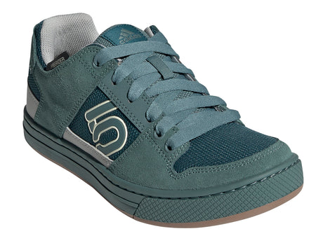 Women's Adidas Five Ten Freerider Mountain Bike Shoe in Sand/Wild Teal/Sand from the front
