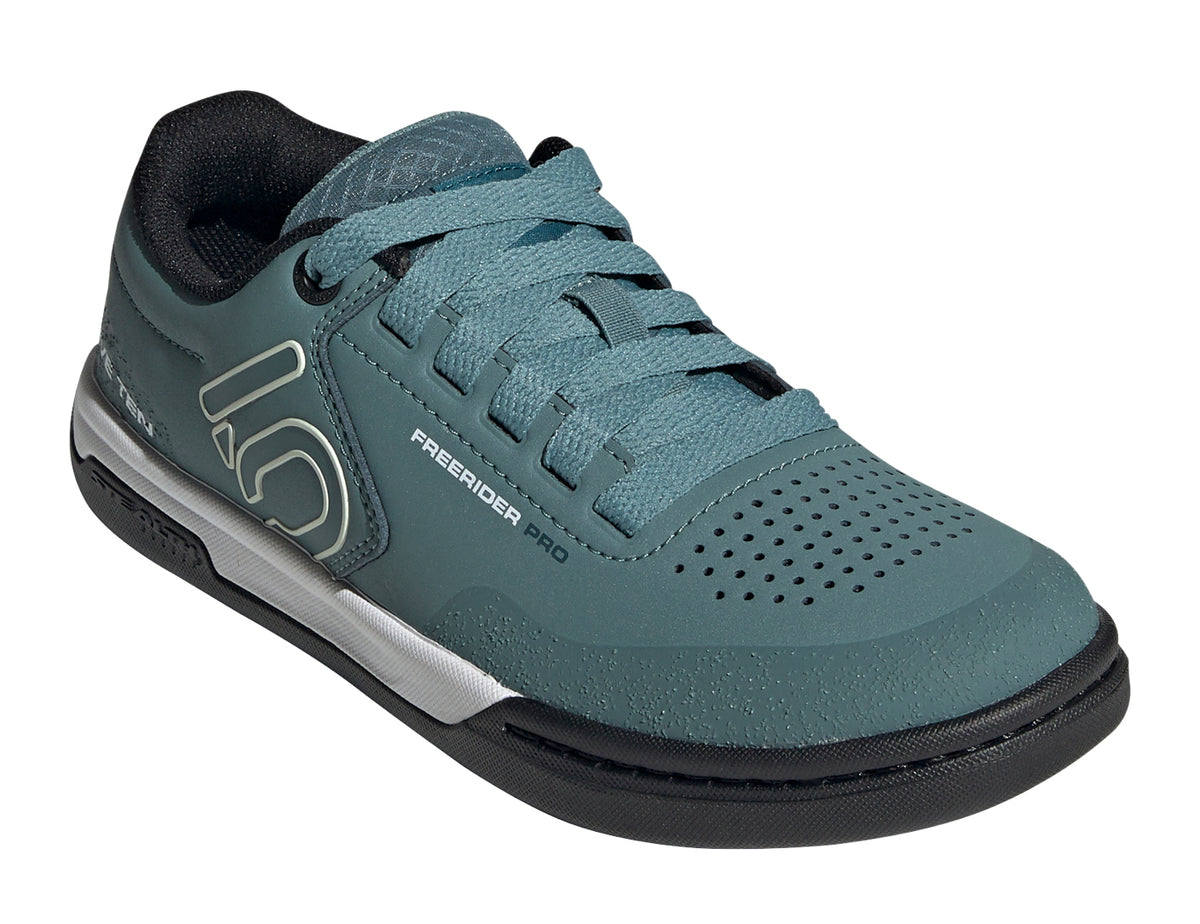 Women's Adidas Five Ten Freerider Pro Mountain Bike Shoe in Hazy Emerald/Hazy Emerald/Sand from the front