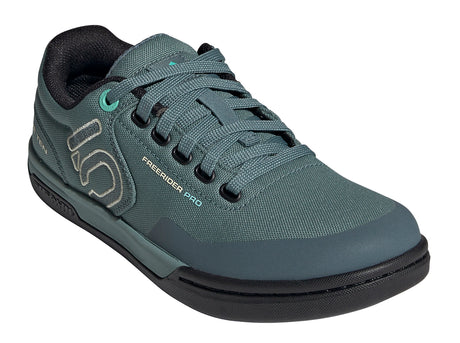 Women's Adidas Five Ten Freerider Pro Primeblue Mountain Bike Shoe in Acid Mint/Hazy Emerald/Sand from the front