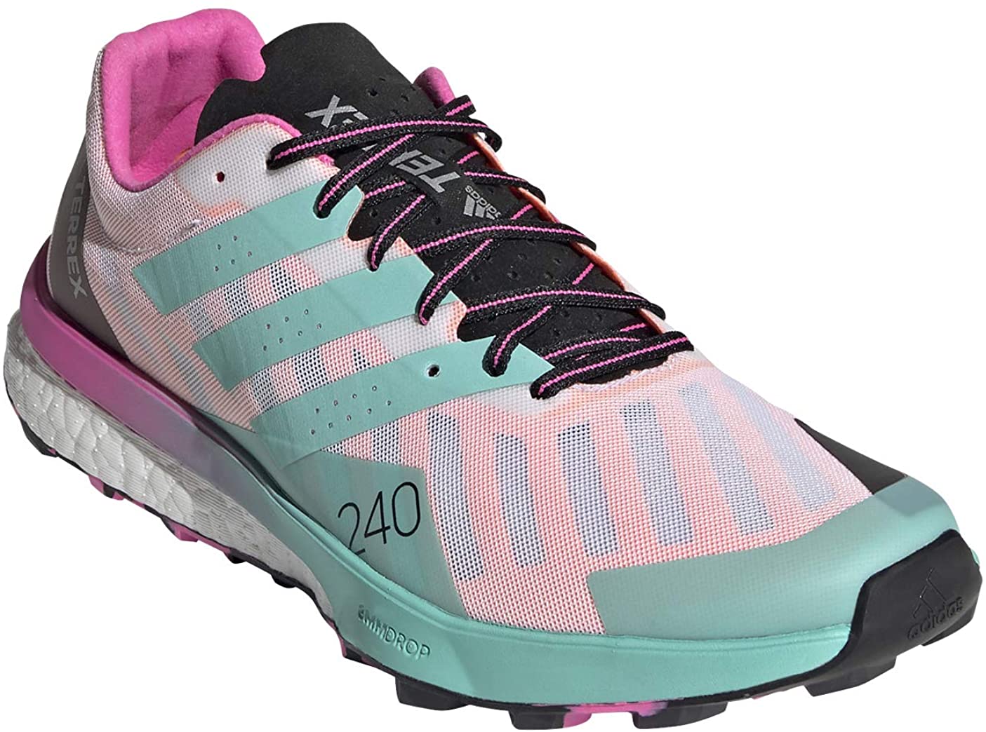 Women's adidas Terrex Speed Ultra Trail Running Shoe Cloud White/Acid Mint/Screaming Pink from the front