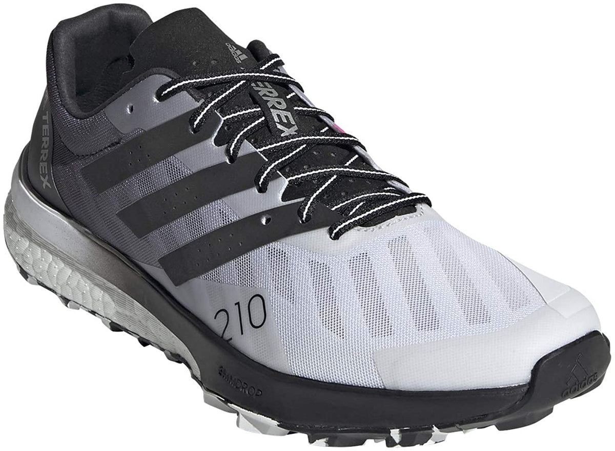 Women's adidas Terrex Speed Ultra Trail Running Shoe Cloud White/Core Black/Solar Yellow from the front