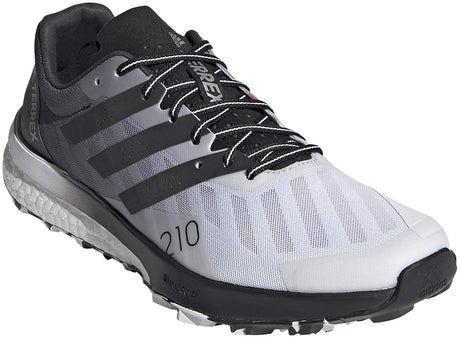 Women's adidas Terrex Speed Ultra Trail Running Shoe Cloud White/Core Black/Solar Yellow from the front