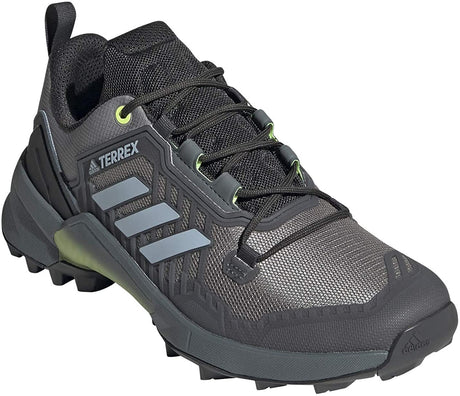 Women's adidas Terrex Swift R3 Hiking Shoe in Grethr/Halblu/Hireye from the side