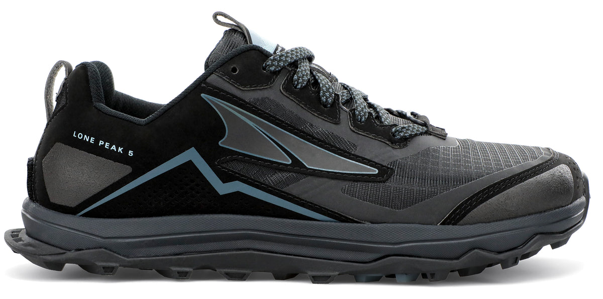 Altra Women's Lone Peak 5 Trail Running Shoe in Black from the side