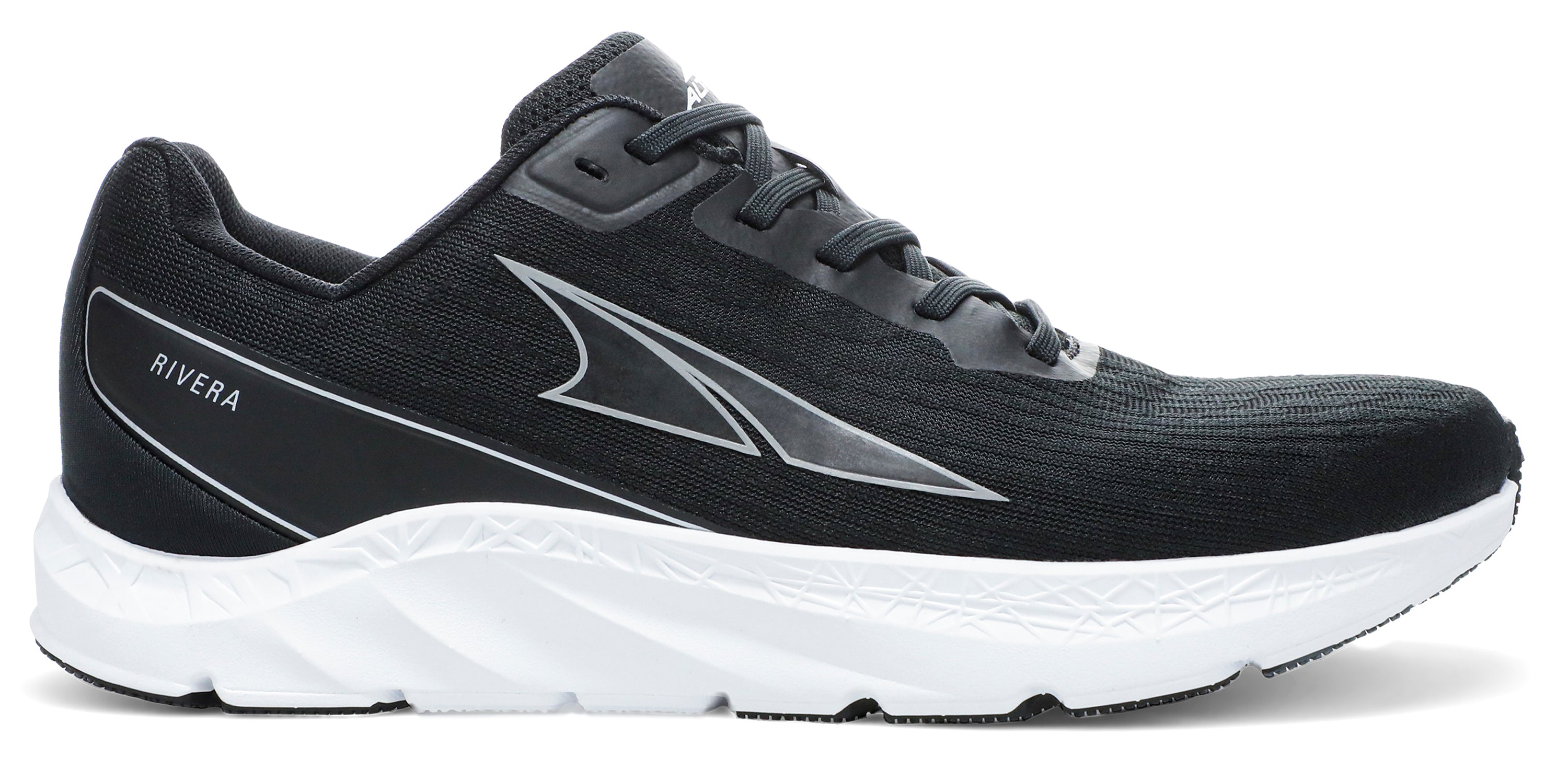 Altra Women's Rivera Road Running Shoe in Black/White from the side