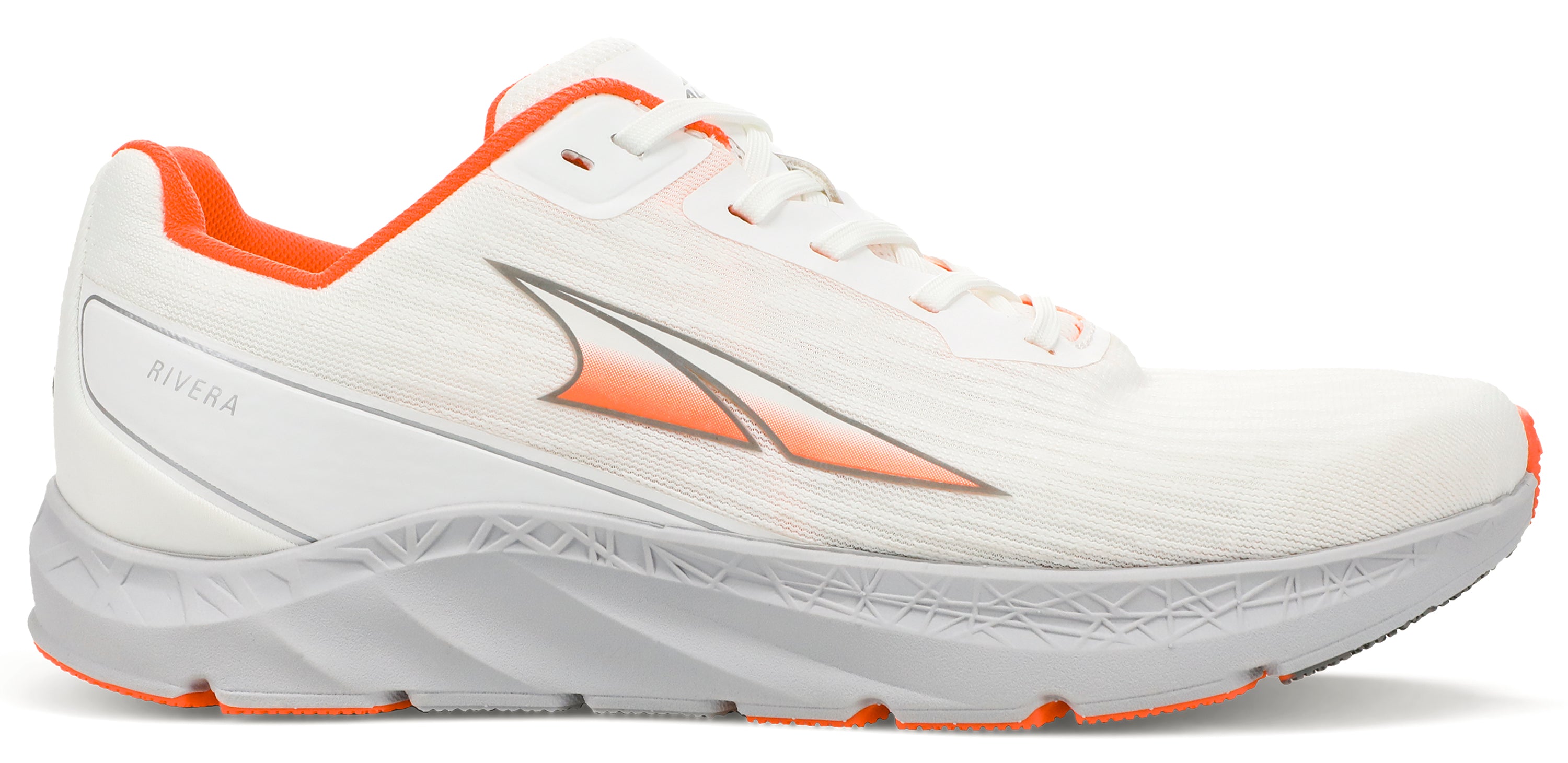 Altra Women's Rivera Road Running Shoe in White/Coral from the side