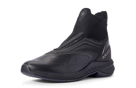 Women's Ariat Ascent Leather Paddock Boot in Black from the front