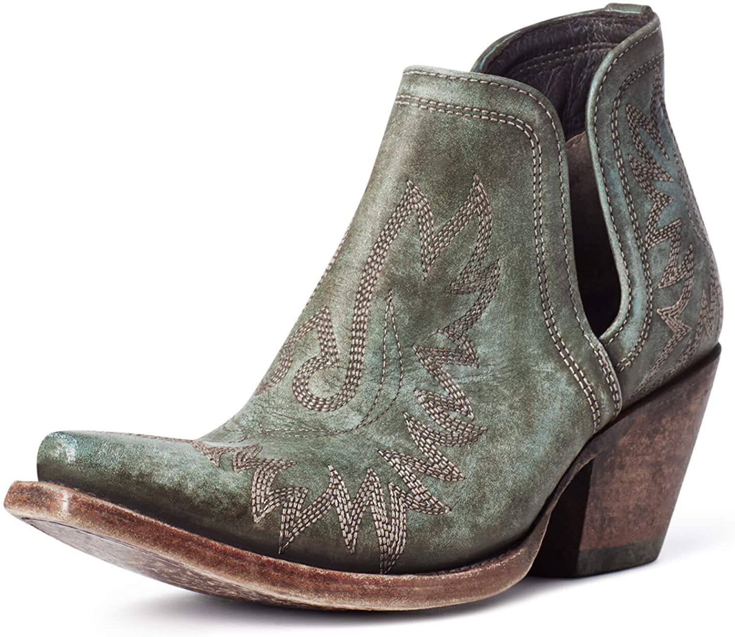 Women's Ariat Dixon Western Boot in Distressed Turquoise from the front