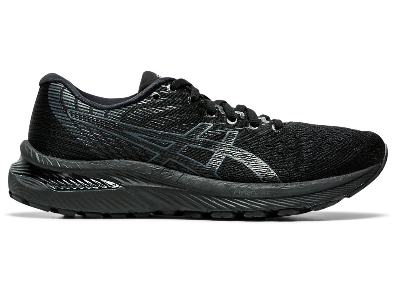 Women's Asics GEL-Cumulus 22 Running Shoe in Black/Carrier Grey from the side