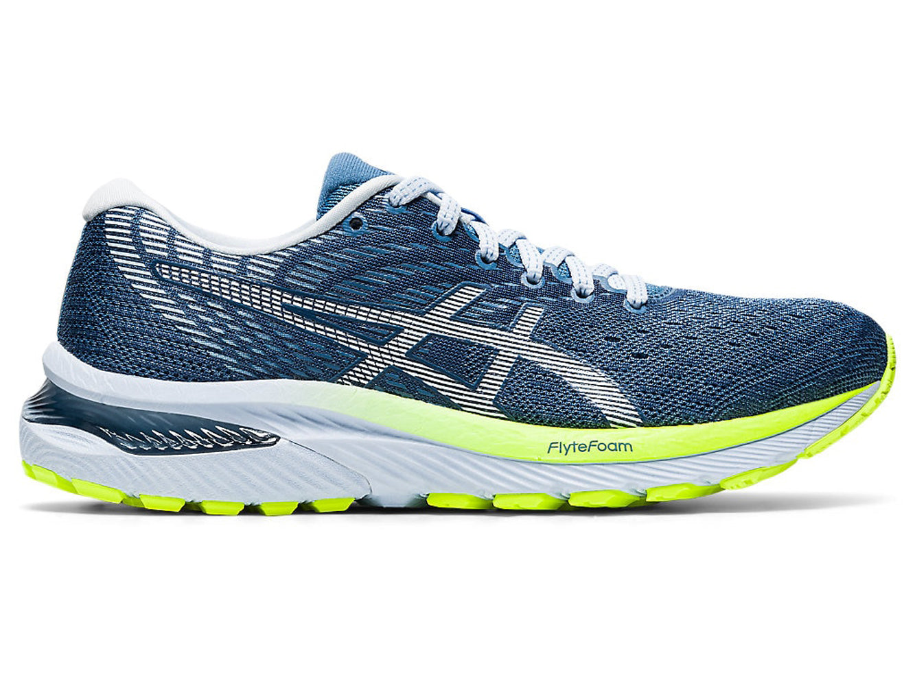 Women's Asics GEL-Cumulus 22 Running Shoe in Grey Floss/White from the side