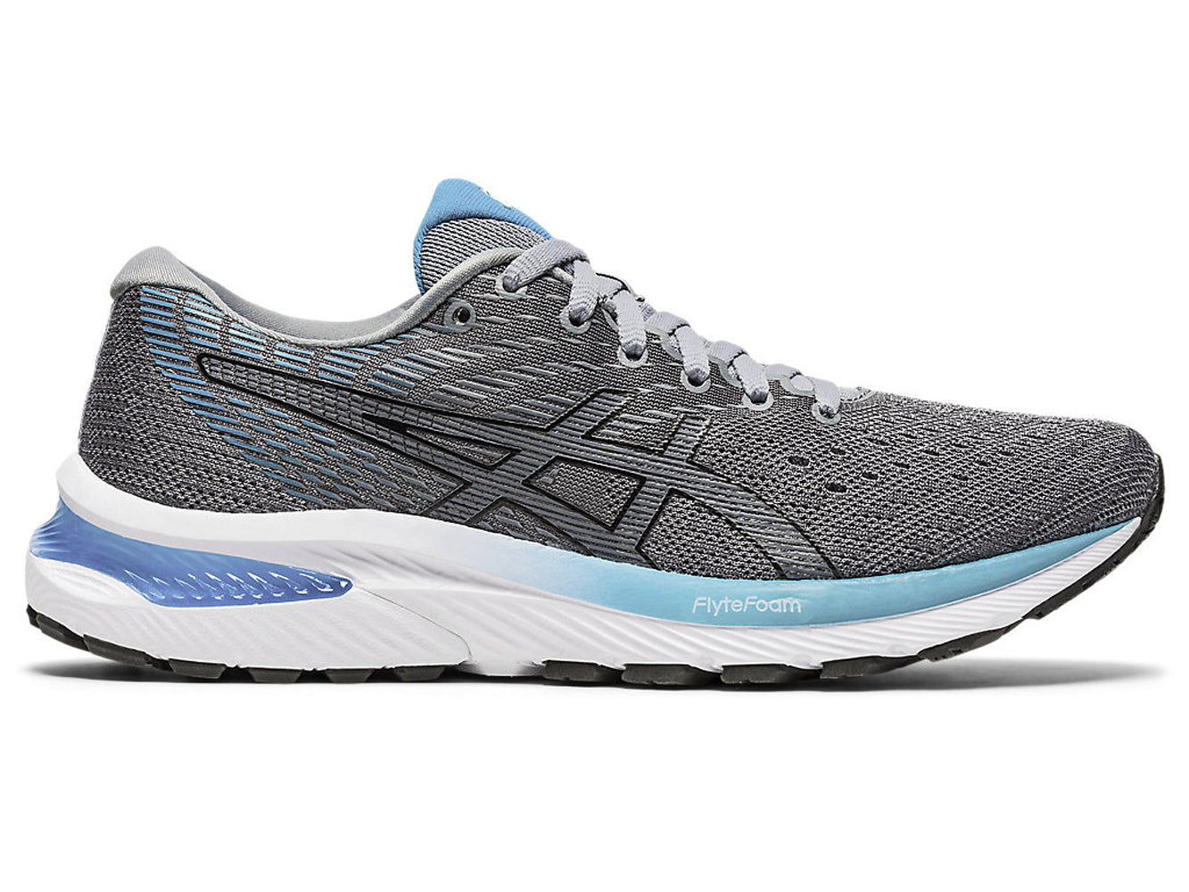 Women's Asics GEL-Cumulus 22 Running Shoe in Sheet Rock/Metropolis from the side