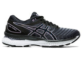 Women's Asics GEL-Nimbus 22 Running Shoe in Black/Lilac Tech from the side