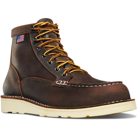 Danner Women's Bull Run Moc Toe 6" Steel Safety Toe Work Boot in Brown from the side