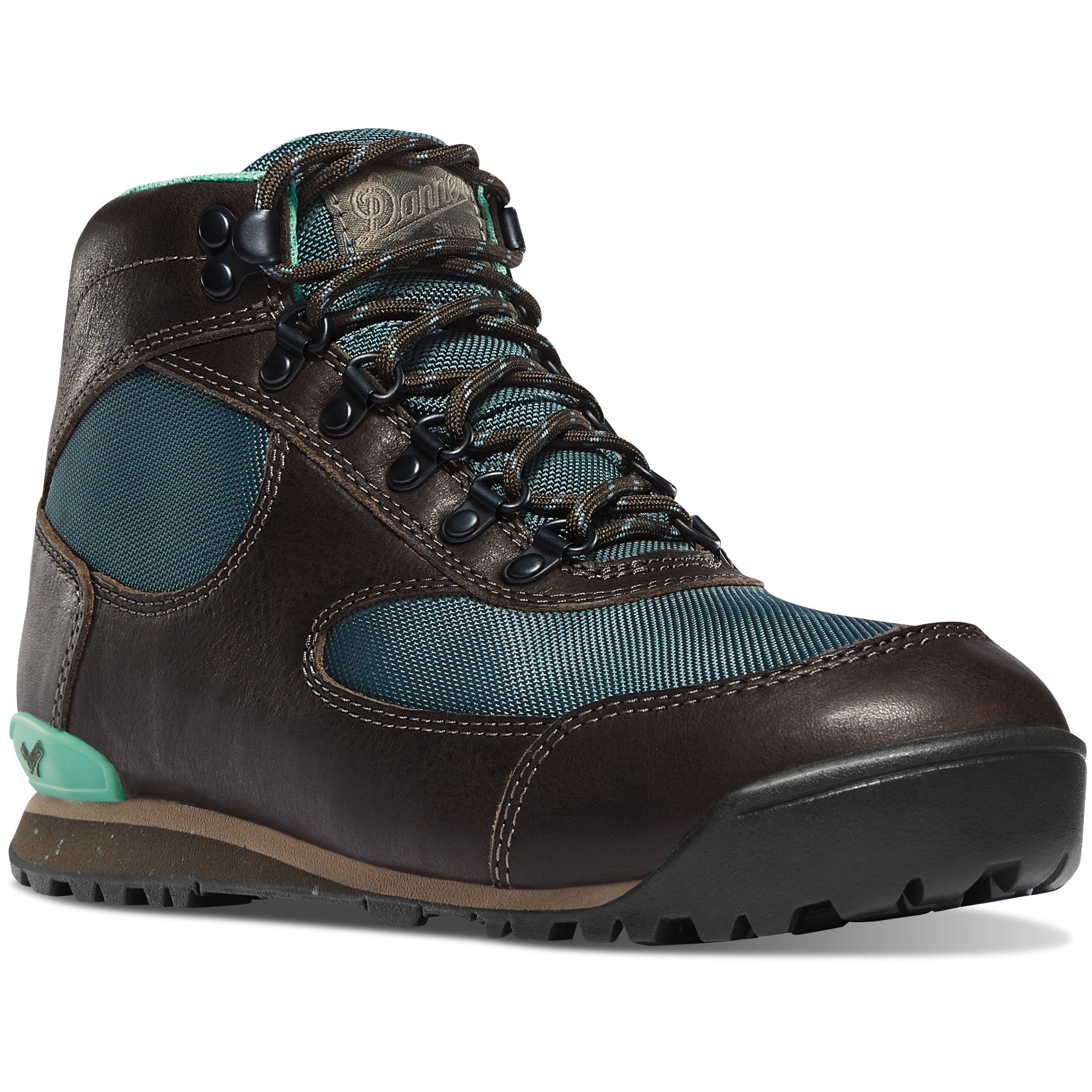 Danner Women's Jag 4.5" Waterproof Hiking Boot in Brindle/Goblin Blue from the side