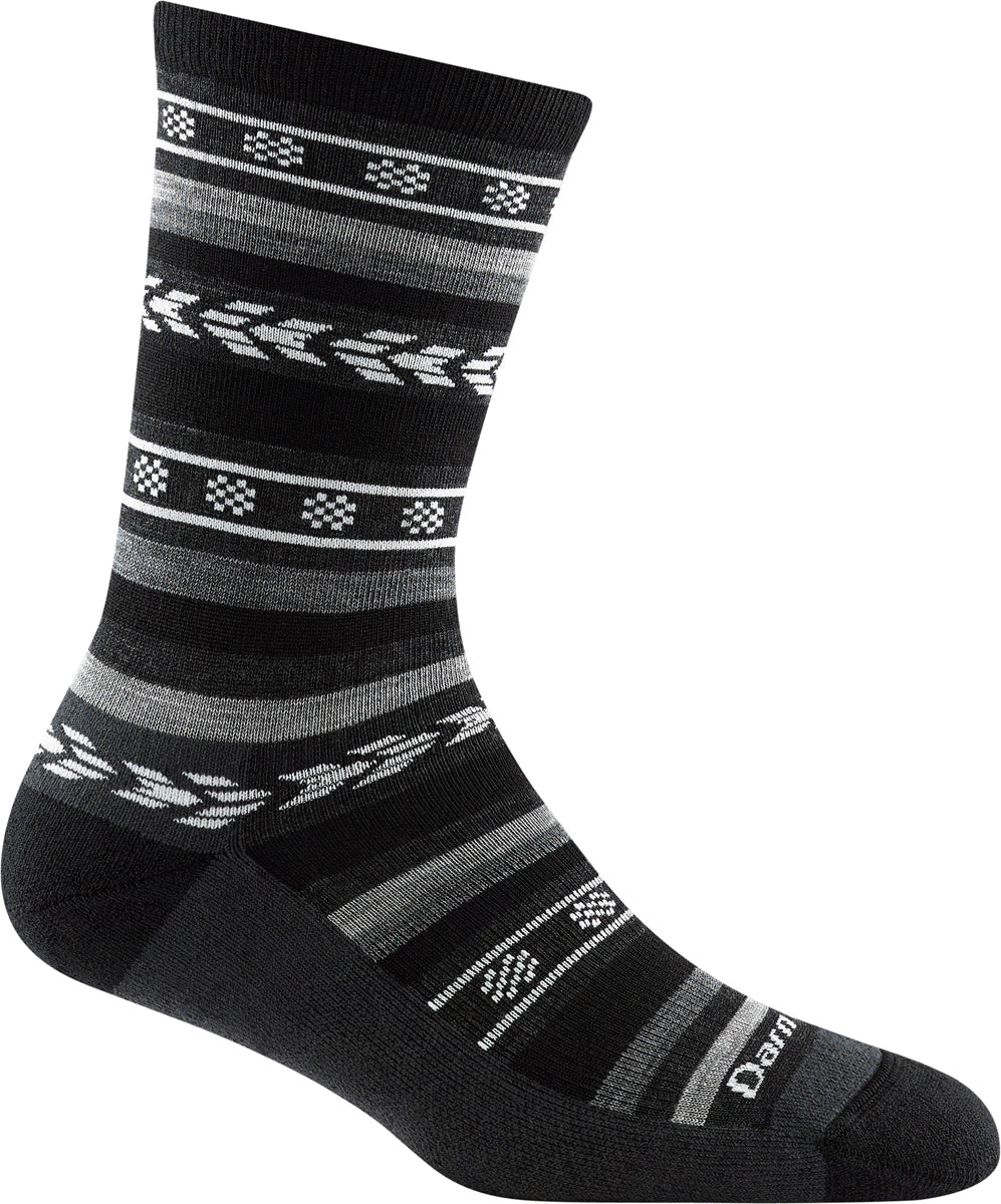 Women's Darn Tough Bronwyn Crew Light Cushion Sock in Black from the side view