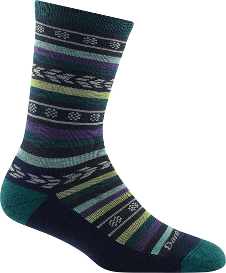 Women's Darn Tough Bronwyn Crew Light Cushion Sock in Dark Teal from the side view