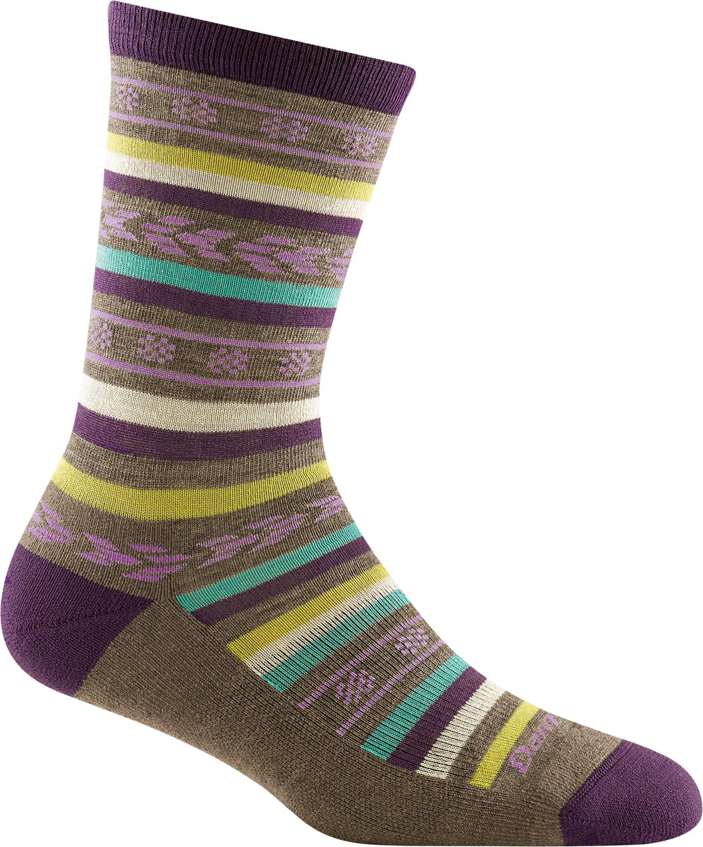 Women's Darn Tough Bronwyn Crew Light Cushion Sock in Taupe from the side view