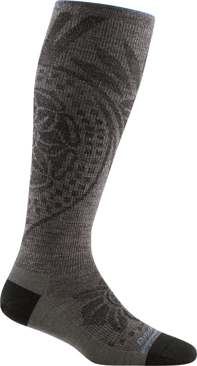 Women's Darn Tough Chakra Knee High Graduated Light Compression Sock in Taupe from the side view