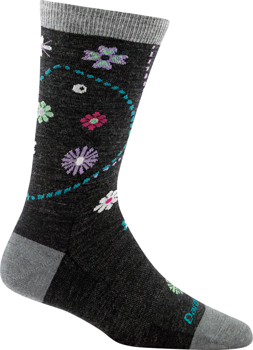 Women's Darn Tough Garden Crew Light Sock in Charcoal from the side view