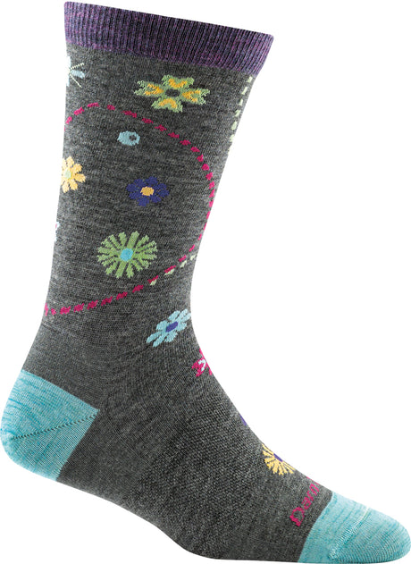 Women's Darn Tough Garden Crew Light Sock in Medium Gray from the side view