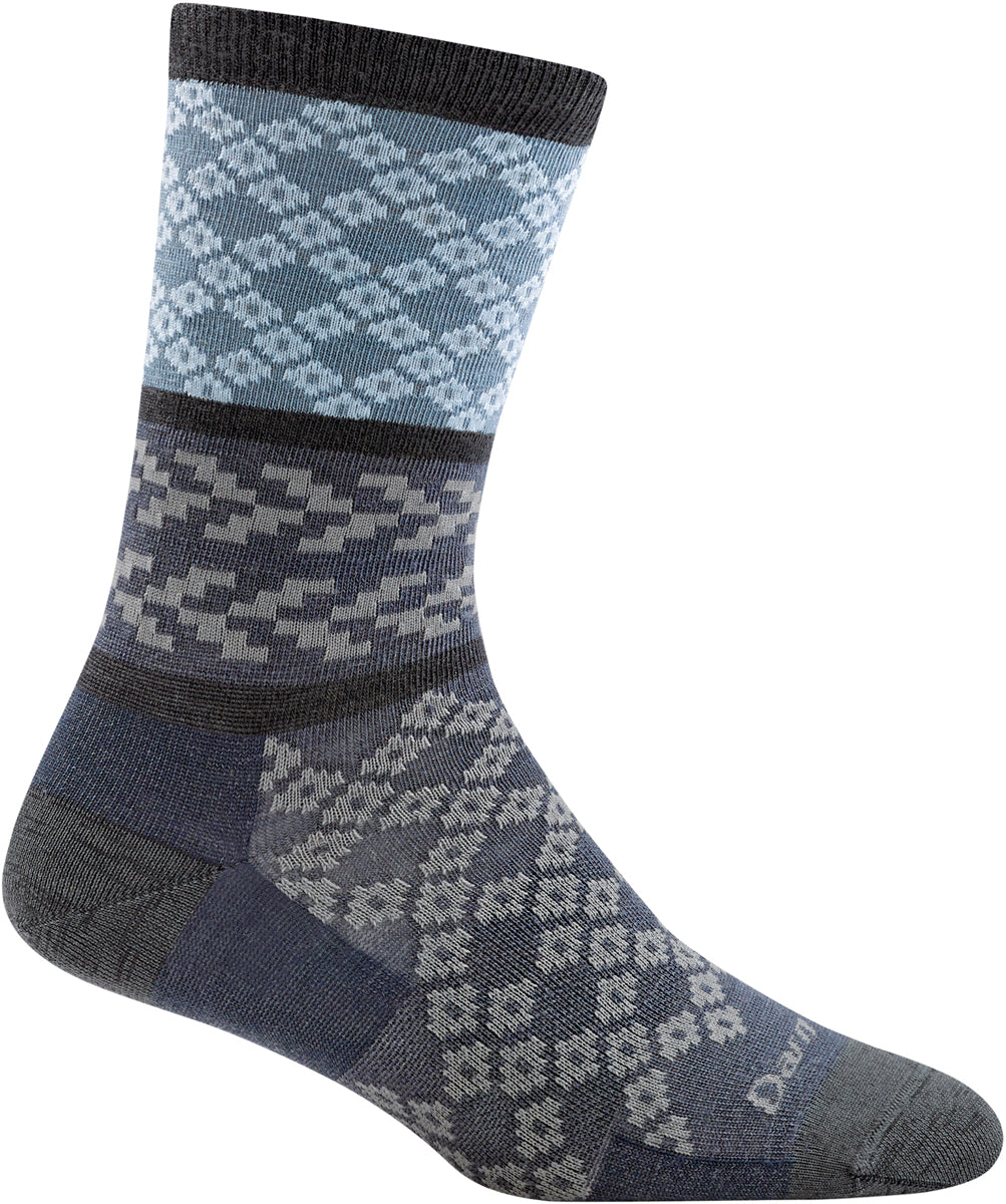 Women's Darn Tough Greta Crew Light Sock in Dusty Blue from the side view