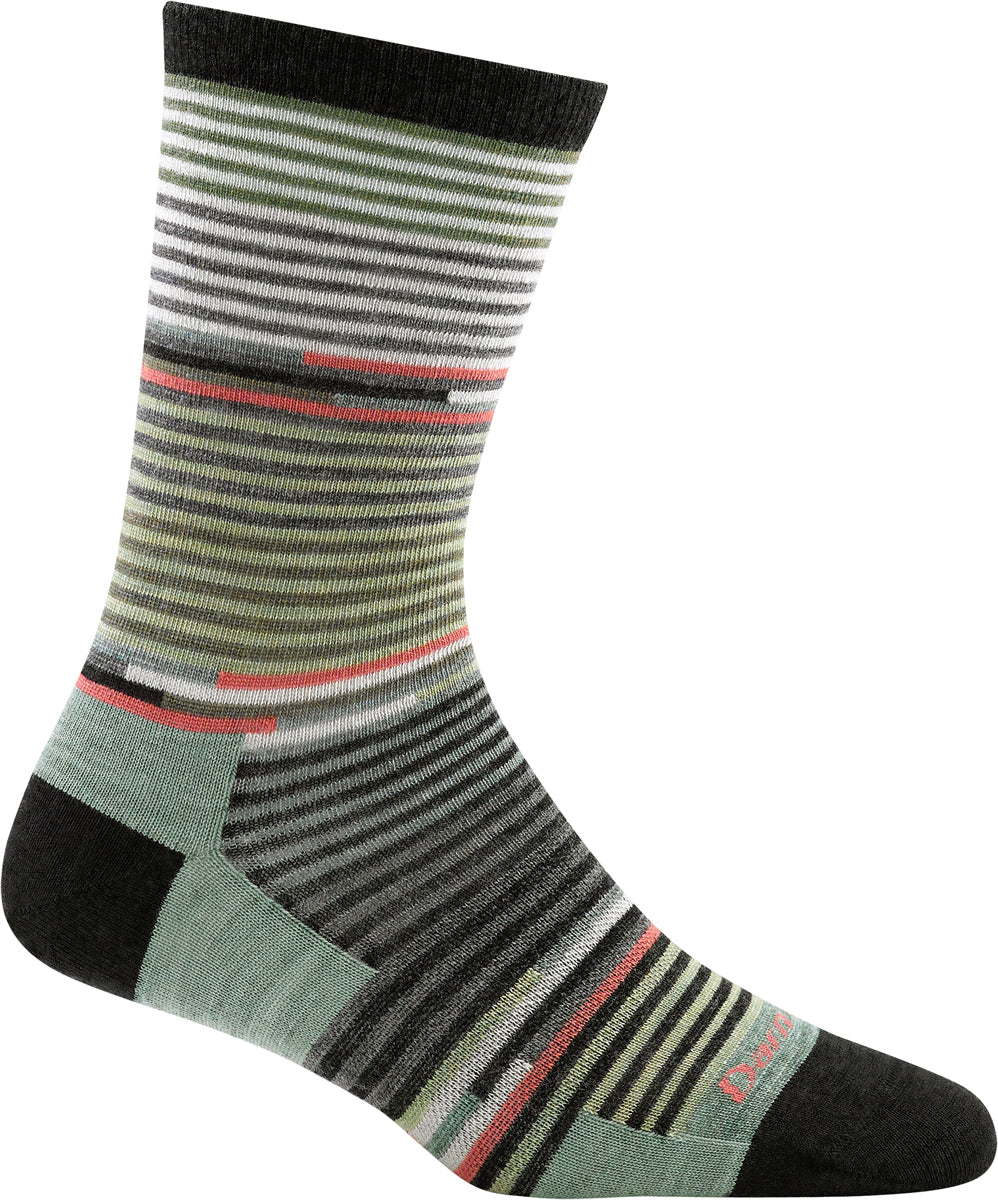Women's Darn Tough Pixie Crew Light Sock in Black from the side view