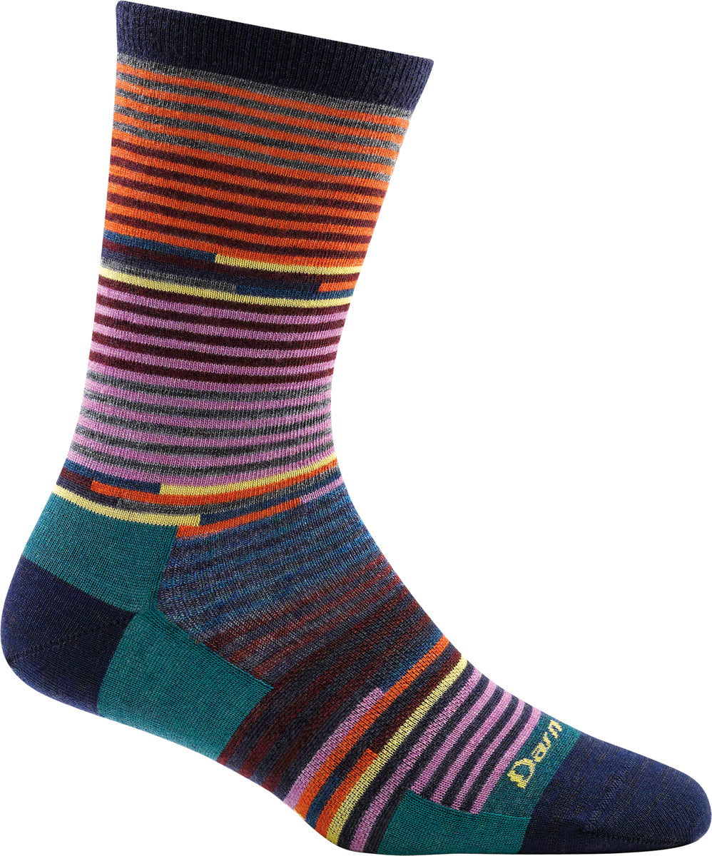 Women's Darn Tough Pixie Crew Light Sock in Navy from the side view