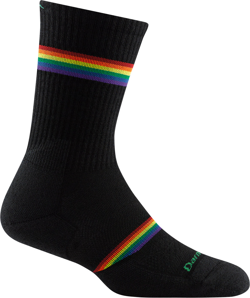 Women's Darn Tough Prism Crew Light Cushion Sock in Black from the side view