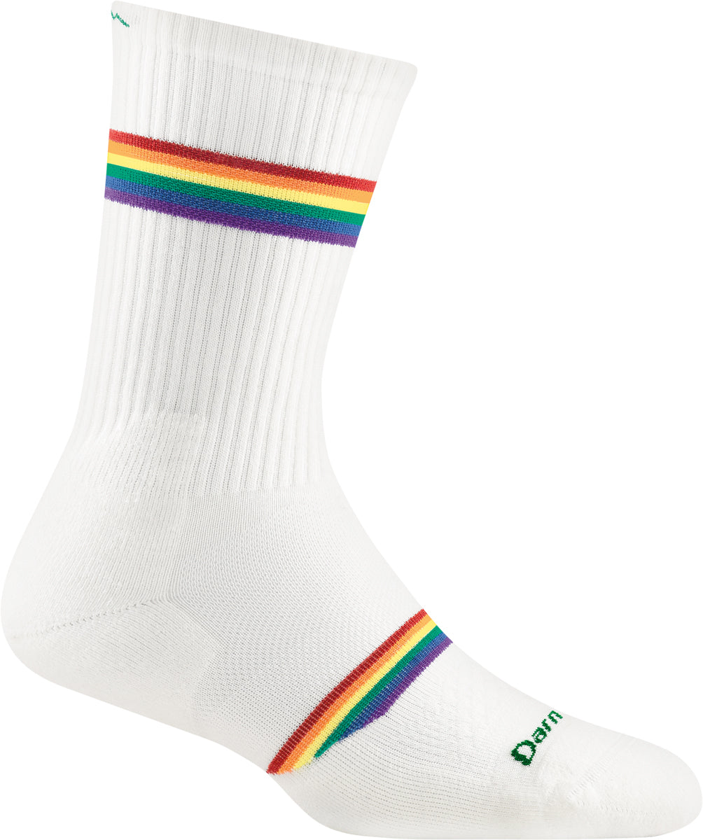 Women's Darn Tough Prism Crew Light Cushion Sock in White from the side view