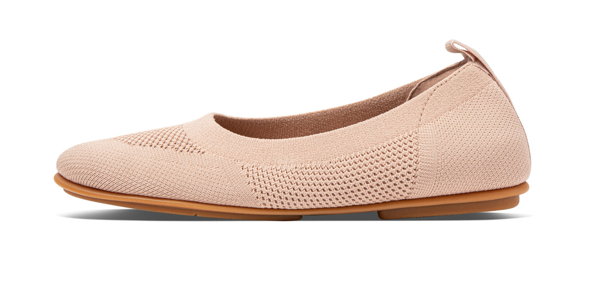 Women's FitFlop Allegro Tonal Knit Ballerinas Flat Shoe in Beige from the side
