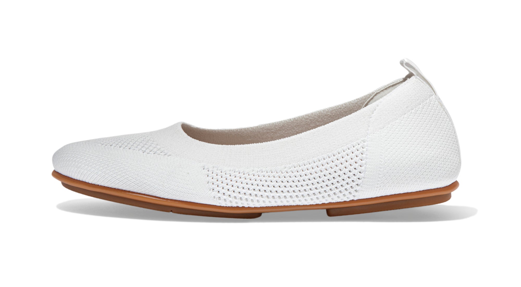 Women's FitFlop Allegro Tonal Knit Ballerinas Flat Shoe in Urban White from the side