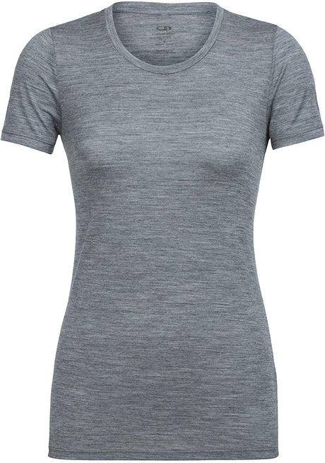 Women's Icebreaker Merino Tech Lite Short Sleeve Low Crewe T-Shirt in Gritstone Heather from the front