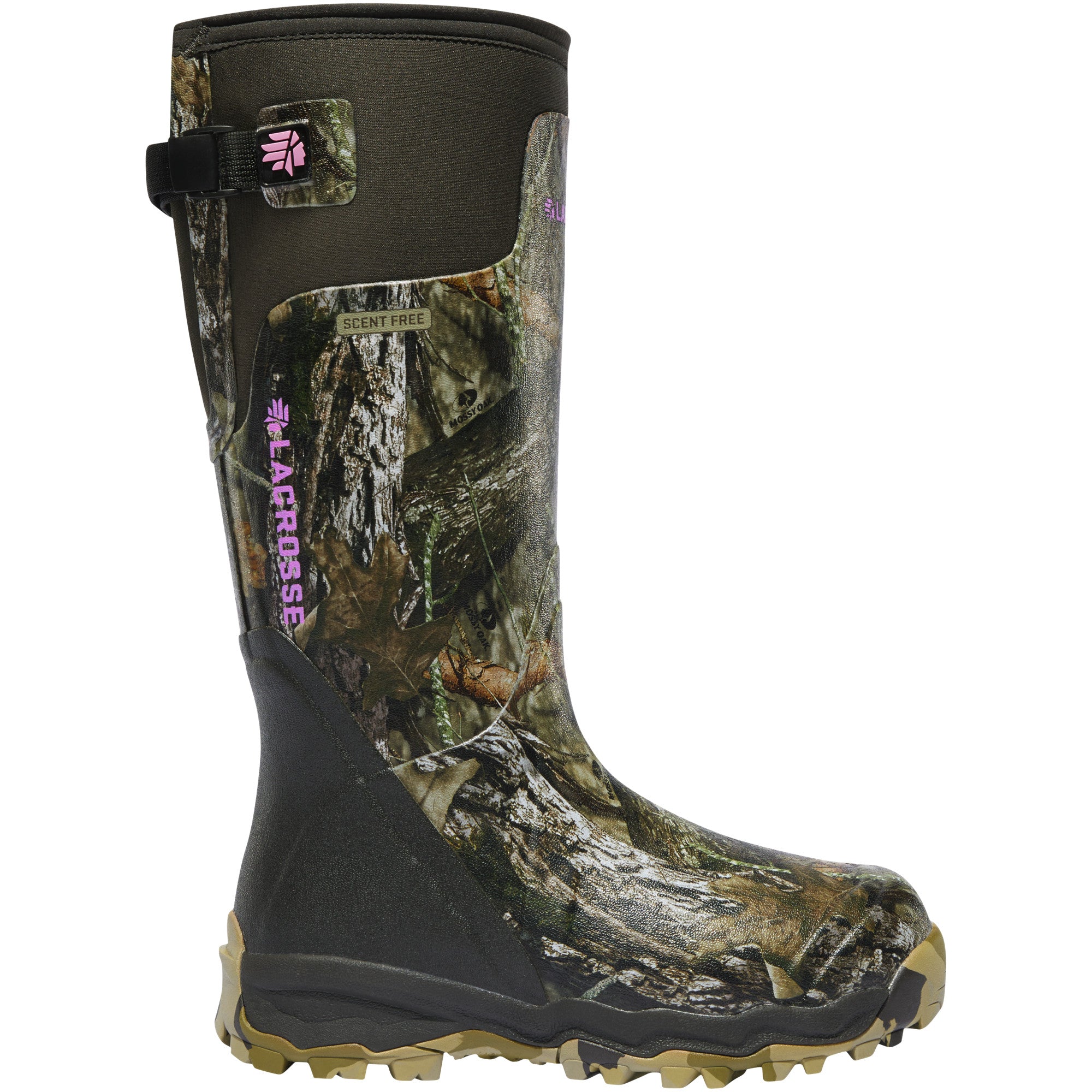 LaCrosse Women's Alphaburly Pro 15" Waterproof Hunting Boot in Mossy Oak Break-up Country from the side