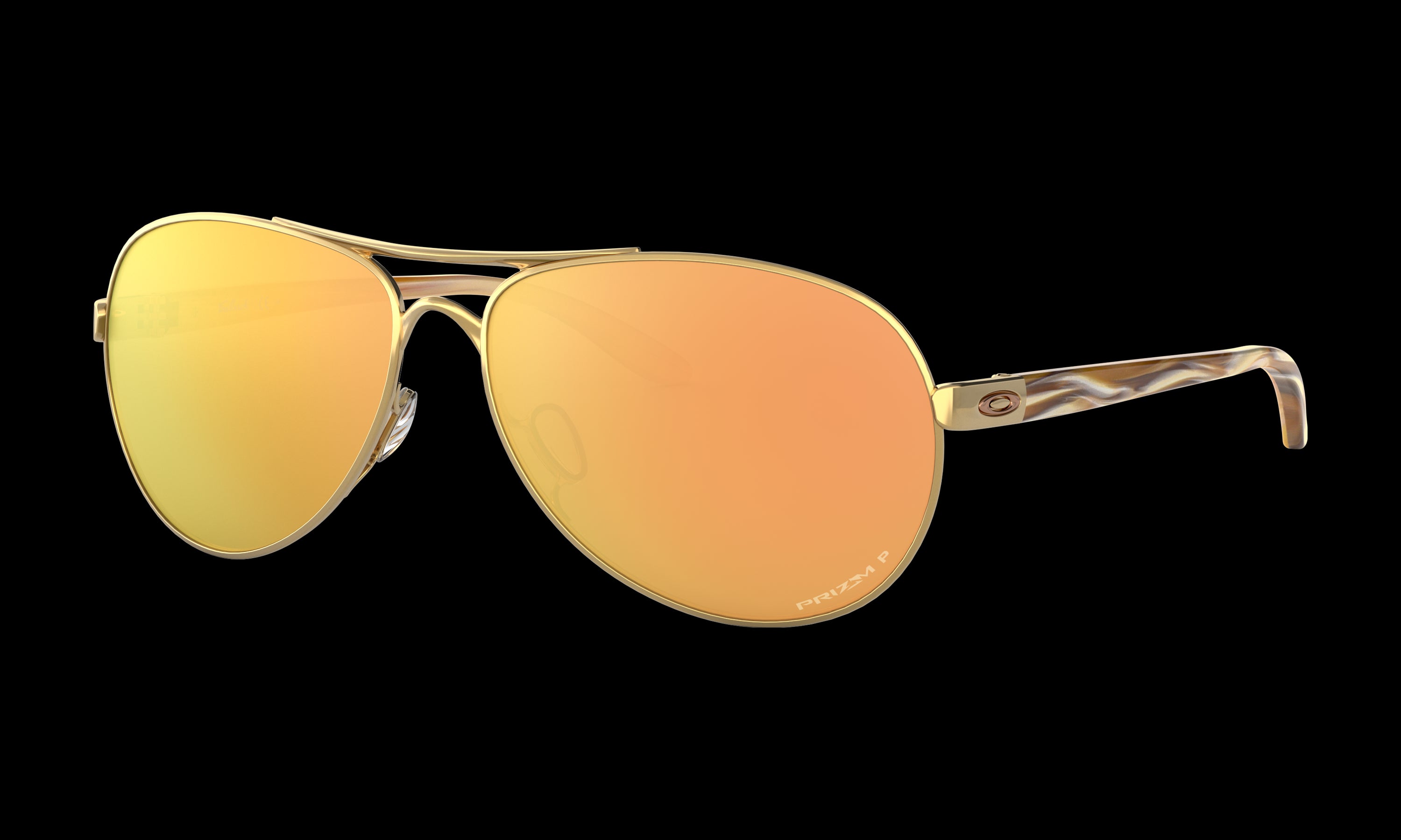 Women's Oakley Feedback Sunglasses in Polished Gold Prizm Rose Gold Polarized 