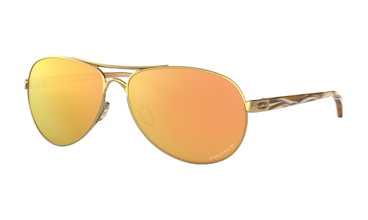 Women's Oakley Feedback Sunglasses in Polished Gold Prizm Rose Gold Polarized 