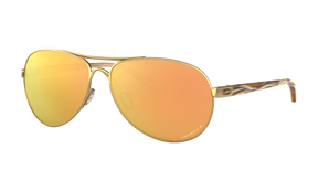 Women's Oakley Feedback Sunglasses in Polished Gold Prizm Rose Gold Polarized 