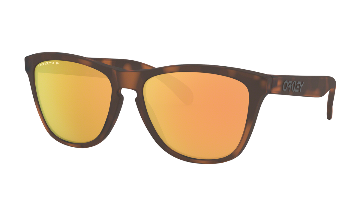 Women's Oakley Frogskins Sunglasses in Matte Brown Tortoise Prizm Rose Gold Polarized 