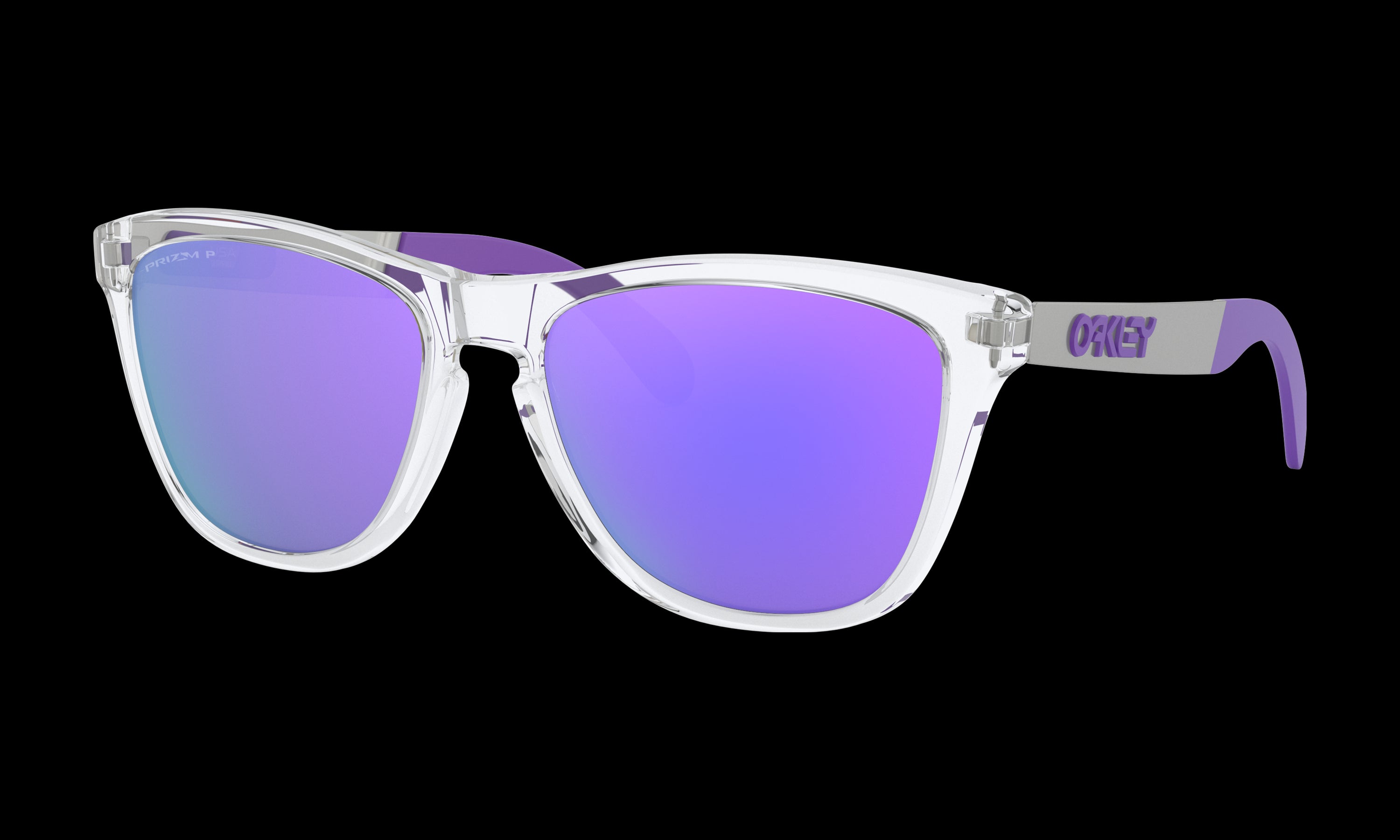 Women's Oakley Frogskins Mix Sunglasses in Polished Clear Prizm Violet Polarized 