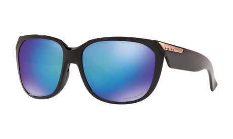 Women's Oakley Rev Up Sunglasses in Polished Black Prizm Sapphire Polarized 