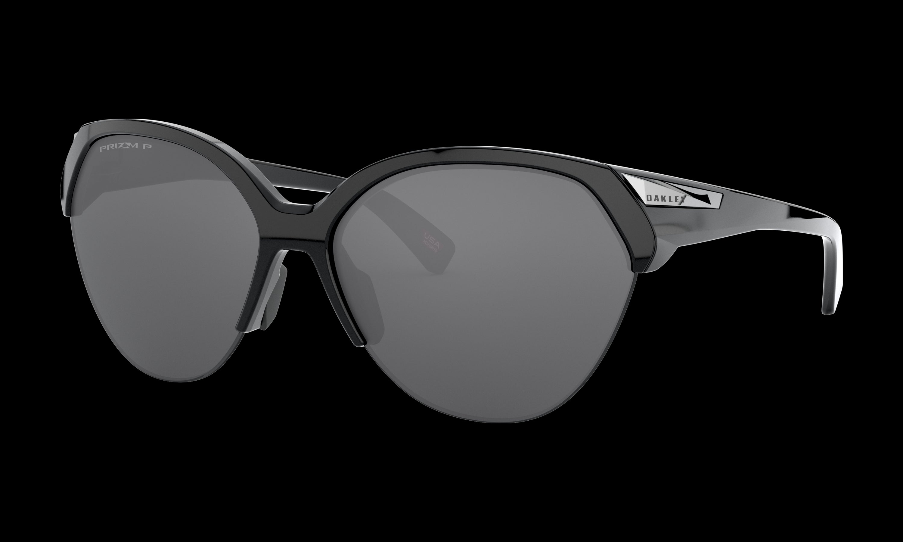 Women's Oakley Trailing Point Sunglasses in Polished Black Prizm Black Polarized 