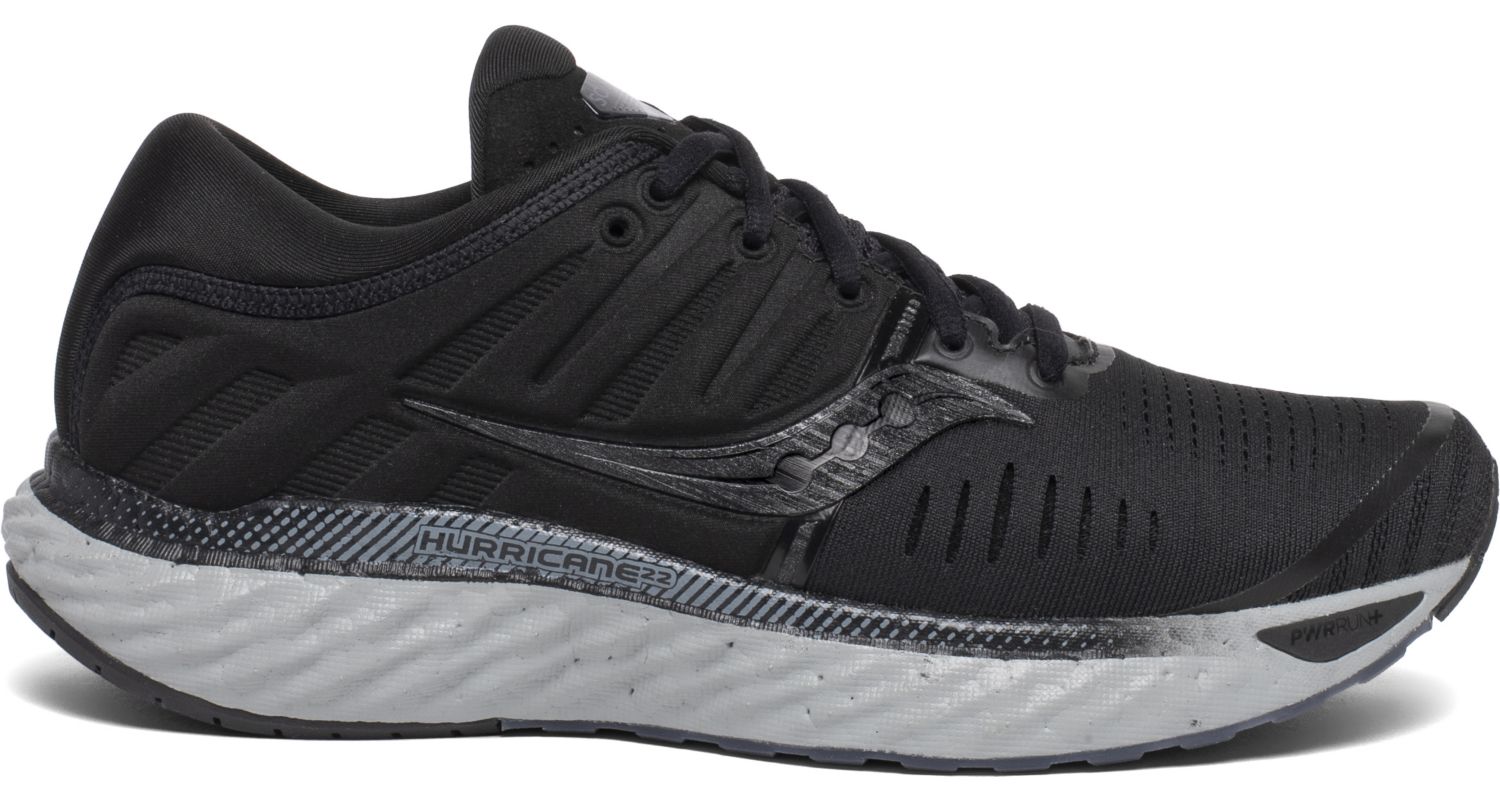 Saucony Women's Hurricane 22 Running Shoe in Blackout from the side