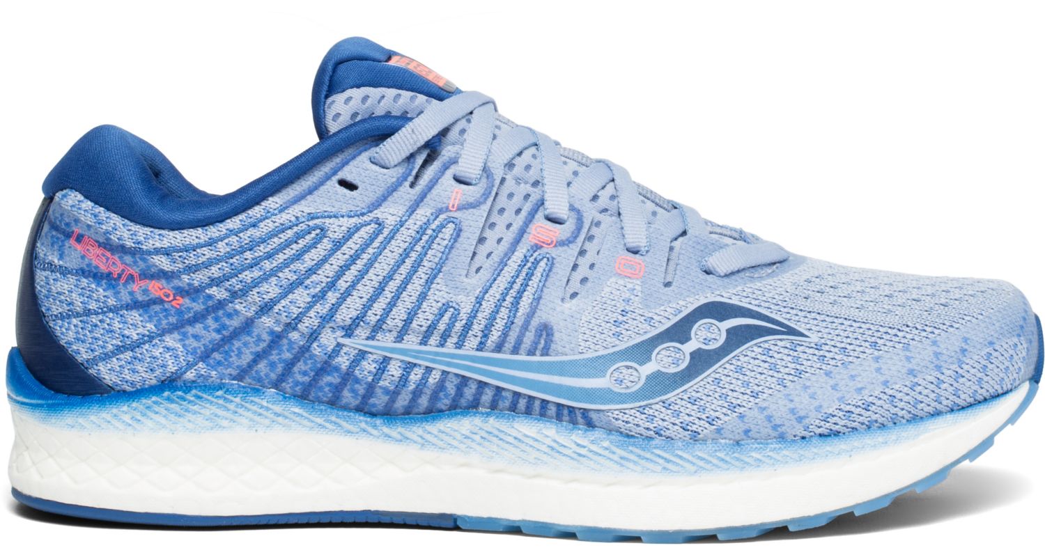 Saucony Women's Liberty Iso 2 Running Shoe in Blue/Navy from the side