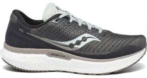 Saucony Women's Triumph 18 Running Shoe in Charcoal/Sky from the side