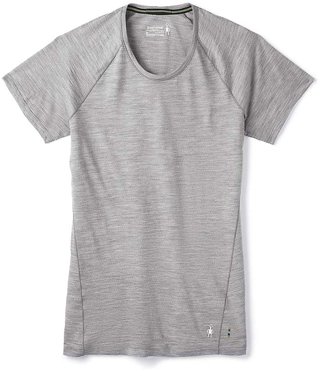 Women's Smartwool Merino 150 Base Layer Short Sleeve in Light Gray Heather from the side view